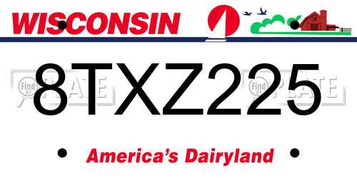 8TXZ225 Wisconsin License Plate