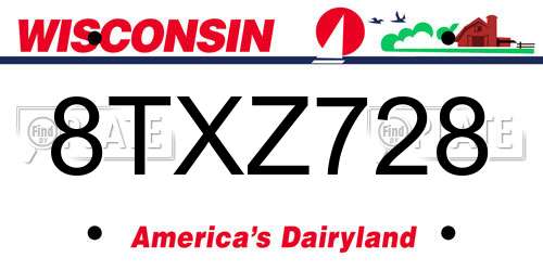 8TXZ728 Wisconsin License Plate