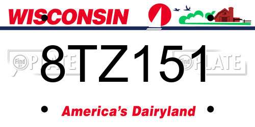 8TZ151 Wisconsin License Plate