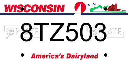 8TZ503 Wisconsin License Plate
