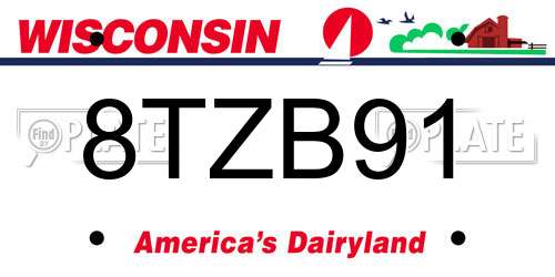 8TZB91 Wisconsin License Plate