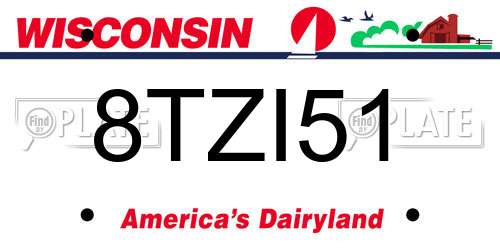 8TZI51 Wisconsin License Plate