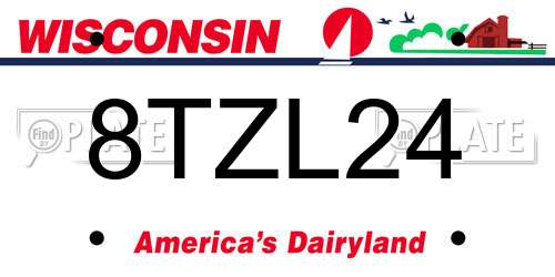 8TZL24 Wisconsin License Plate