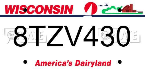8TZV430 Wisconsin License Plate