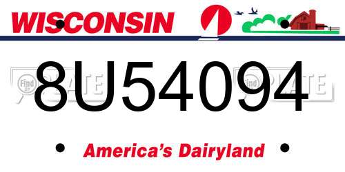 8U54094 Wisconsin License Plate