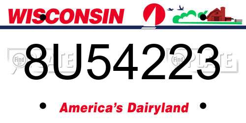 8U54223 Wisconsin License Plate