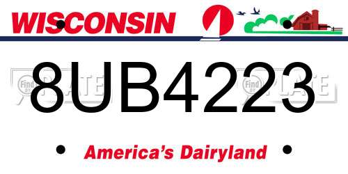 8UB4223 Wisconsin License Plate