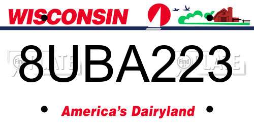 8UBA223 Wisconsin License Plate