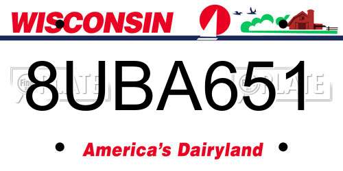 8UBA651 Wisconsin License Plate