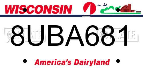 8UBA681 Wisconsin License Plate