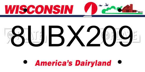 8UBX209 Wisconsin License Plate