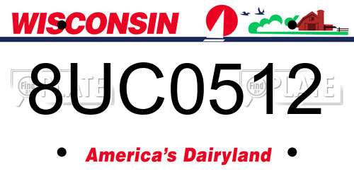 8UC0512 Wisconsin License Plate