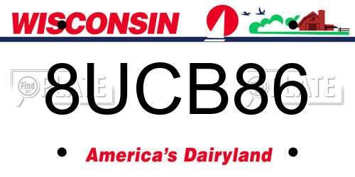 8UCB86 Wisconsin License Plate
