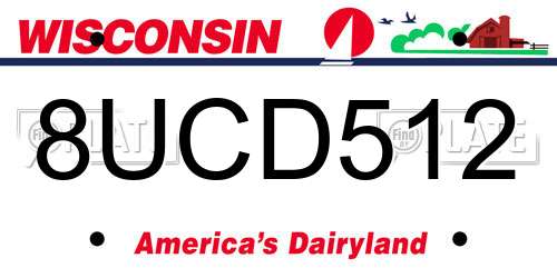 8UCD512 Wisconsin License Plate