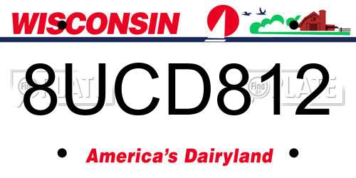 8UCD812 Wisconsin License Plate