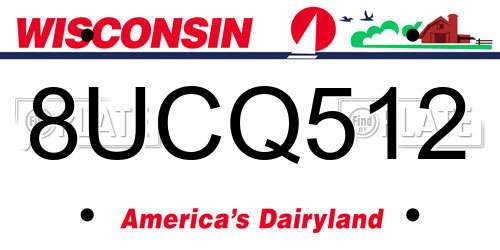 8UCQ512 Wisconsin License Plate