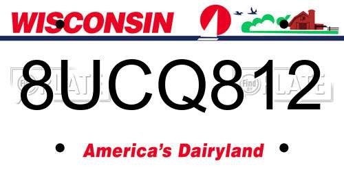 8UCQ812 Wisconsin License Plate