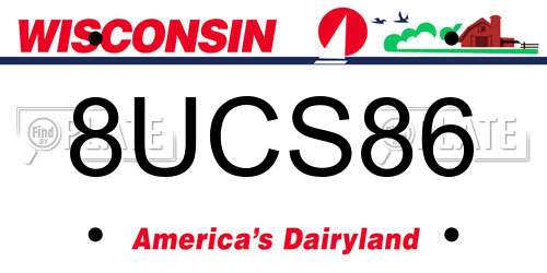 8UCS86 Wisconsin License Plate