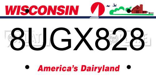 8UGX828 Wisconsin License Plate