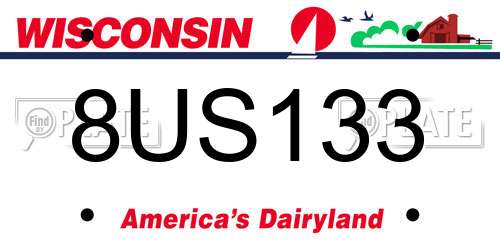 8US133 Wisconsin License Plate
