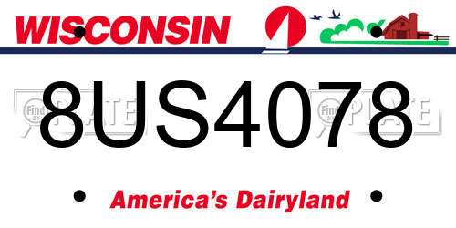8US4078 Wisconsin License Plate