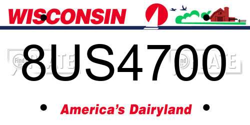 8US4700 Wisconsin License Plate