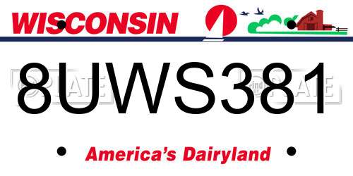 8UWS381 Wisconsin License Plate