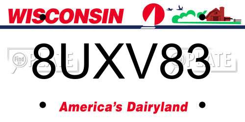 8UXV83 Wisconsin License Plate
