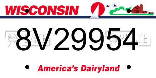 8V29954 Wisconsin License Plate