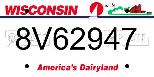 8V62947 Wisconsin License Plate