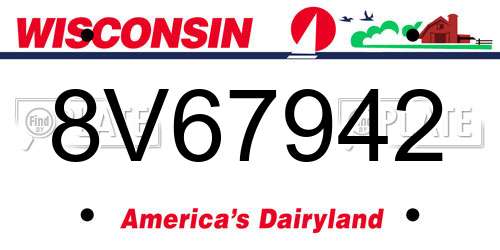 8V67942 Wisconsin License Plate