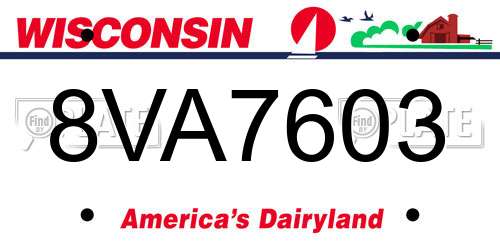 8VA7603 Wisconsin License Plate