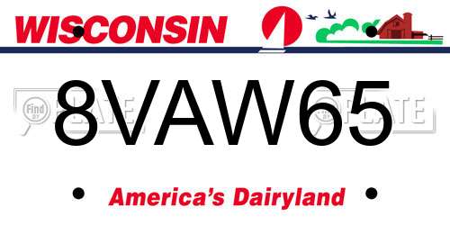 8VAW65 Wisconsin License Plate