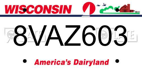 8VAZ603 Wisconsin License Plate