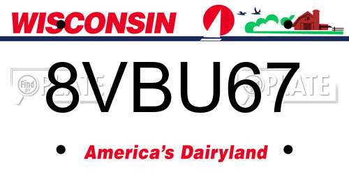 8VBU67 Wisconsin License Plate