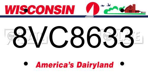 8VC8633 Wisconsin License Plate