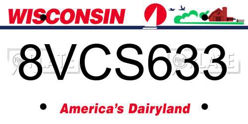 8VCS633 Wisconsin License Plate