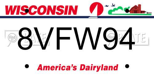 8VFW94 Wisconsin License Plate