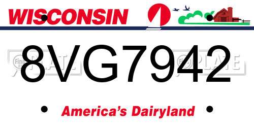 8VG7942 Wisconsin License Plate
