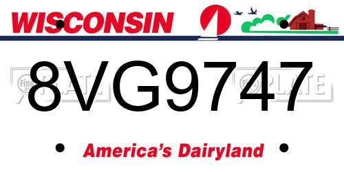 8VG9747 Wisconsin License Plate