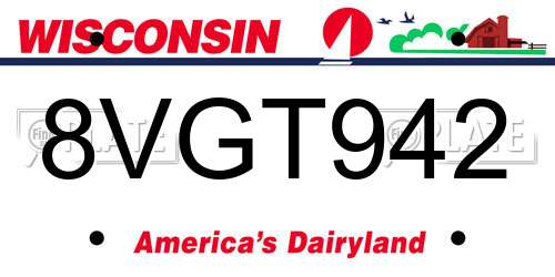 8VGT942 Wisconsin License Plate