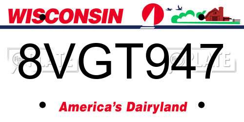 8VGT947 Wisconsin License Plate