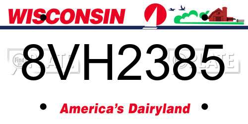 8VH2385 Wisconsin License Plate