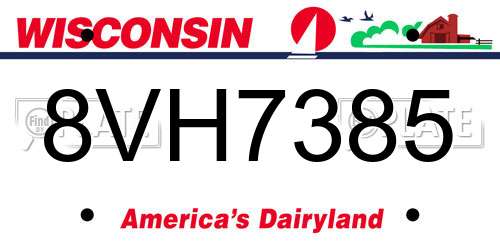 8VH7385 Wisconsin License Plate