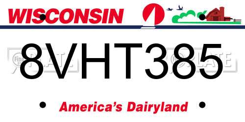 8VHT385 Wisconsin License Plate
