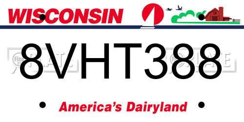 8VHT388 Wisconsin License Plate