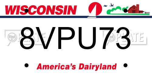 8VPU73 Wisconsin License Plate