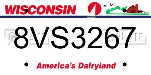 8VS3267 Wisconsin License Plate