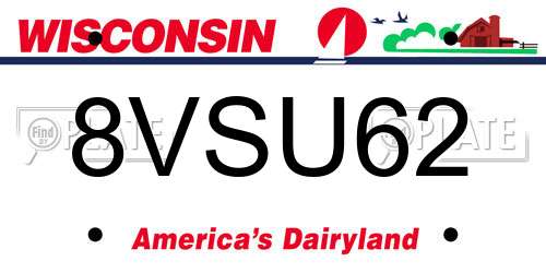 8VSU62 Wisconsin License Plate