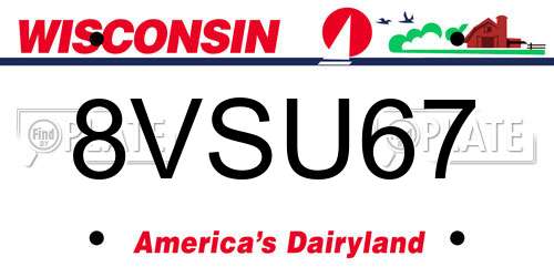 8VSU67 Wisconsin License Plate